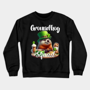 Funny Groundhog Squad Happy Groundhog St Patricks 2024 Crewneck Sweatshirt